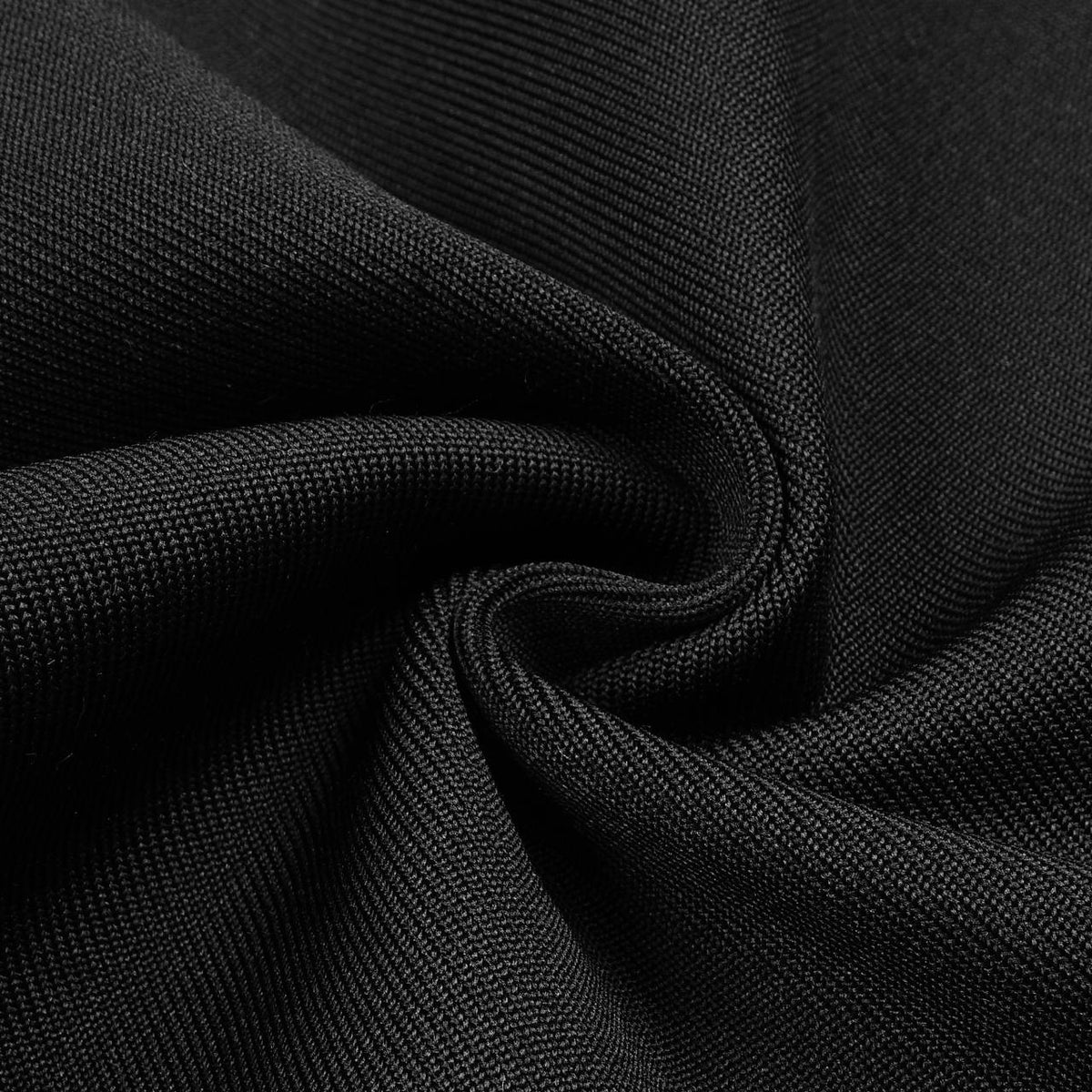 Strappy Twist Front Crepe Black Midi Dress