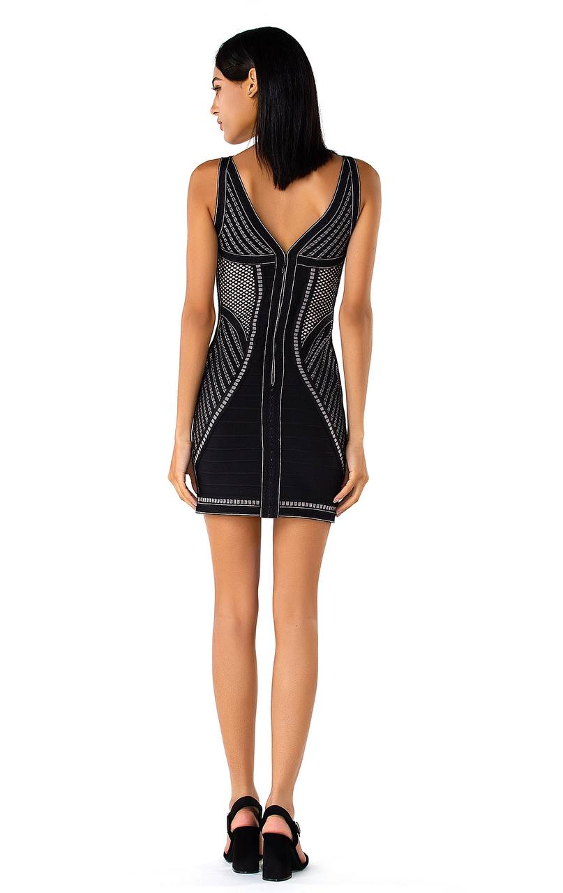 Glitter Seam Detail Halter Neck Slit Black Dress