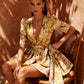 Citrine Abstract Print Mini Dress