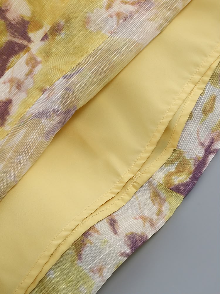 Citrine Abstract Print Mini Dress