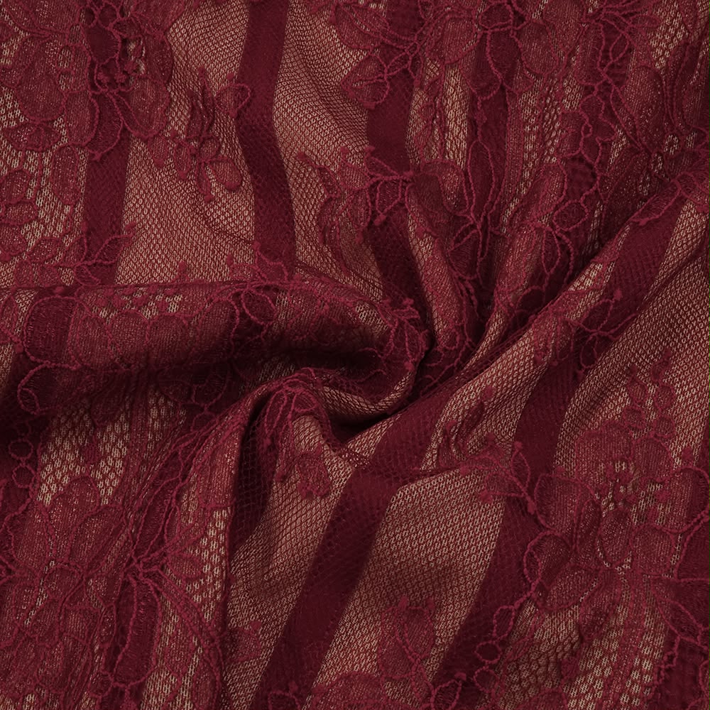 Maroon Floral Lace Corset Mini Dress