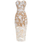 White Floral Lace Illusion Midi Dress