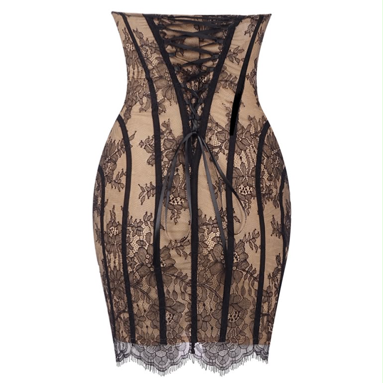 Black Lace Corset Mini Dress