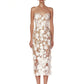 White Floral Lace Illusion Midi Dress