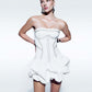 White Rhinestone Embellished Bubble Hem Dress