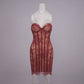 Maroon Floral Lace Corset Mini Dress
