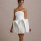 White One-Shoulder Structural Ruffle Dress