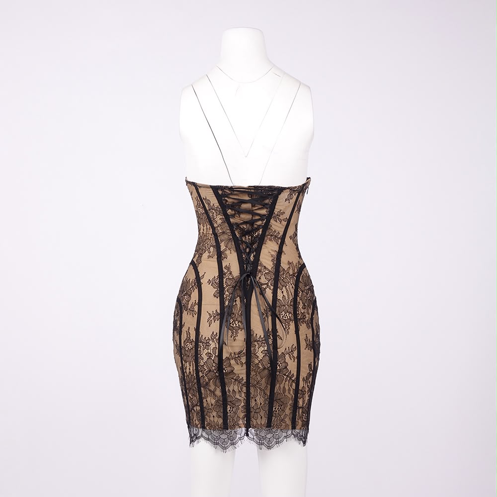 Black Lace Corset Mini Dress