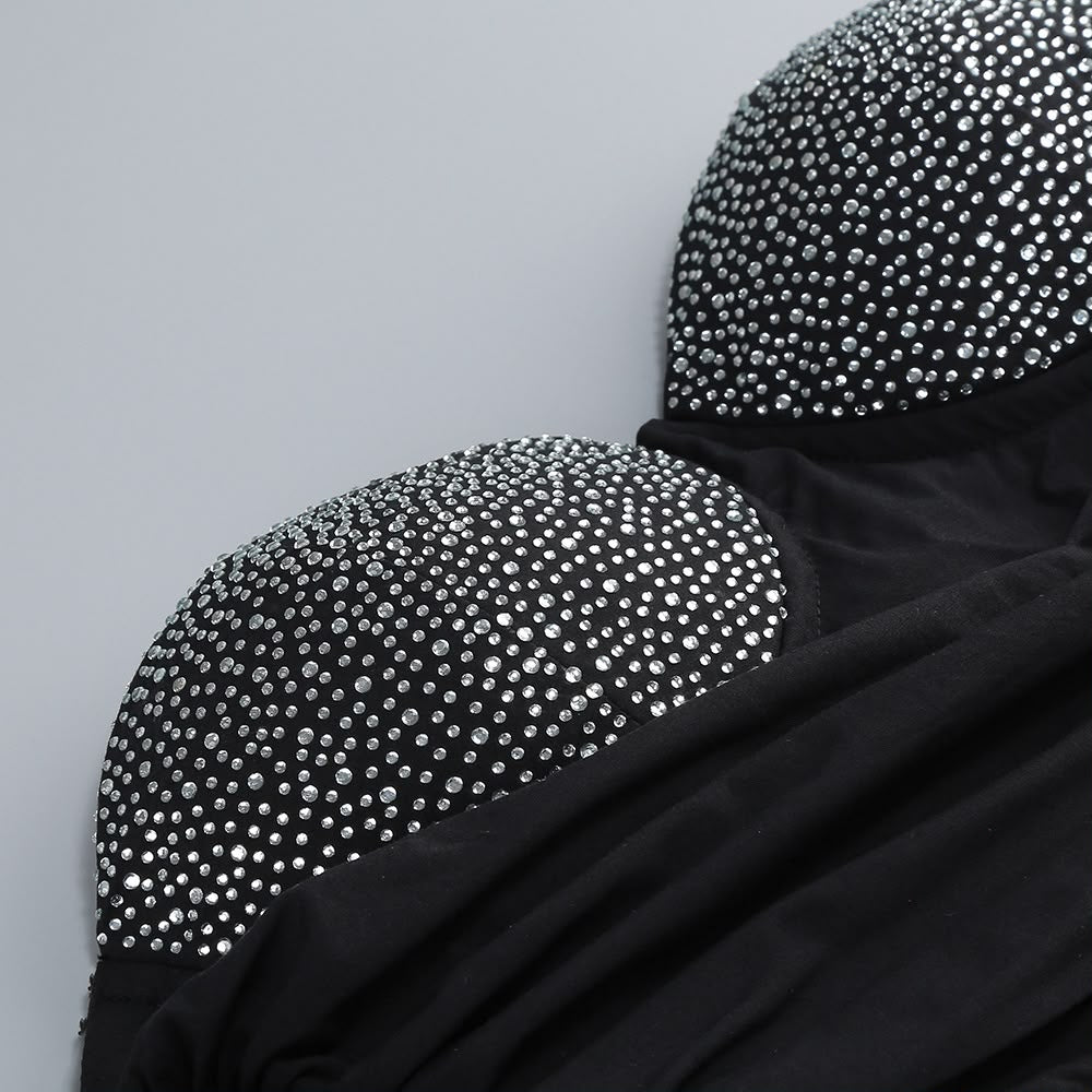 Black Crystal Bustier Bubble Hem Dress