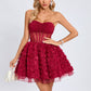 Maroon Rosette Textured Cocktail Dress