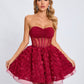 Maroon Rosette Textured Cocktail Dress