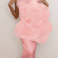 Pink One-Shoulder Structural Ruffle Dress