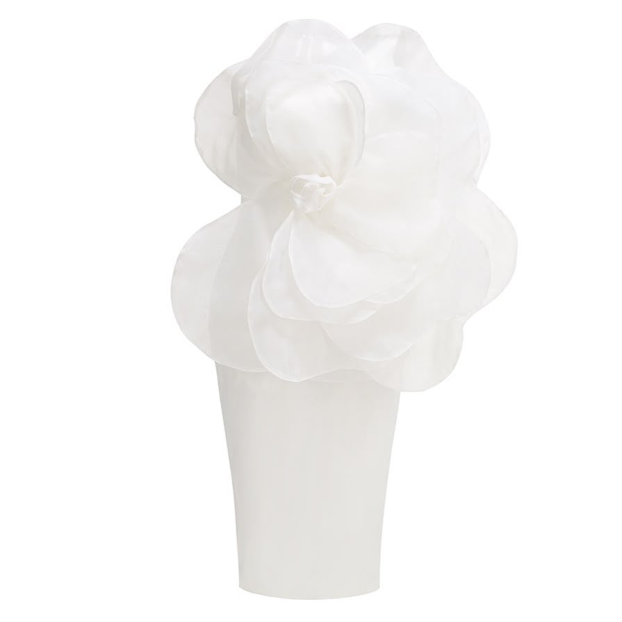 White One-Shoulder Structural Ruffle Dress