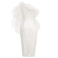 White One-Shoulder Structural Ruffle Dress