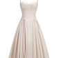 Beige Strapless Corset Midi Dress