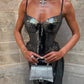 Silver Sequin Peplum Gown with Spaghetti Straps