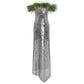 Silver Sequin Midi Dress with Green Feather Trim