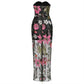 Black Floral Embroidered Sheer Bustier Gown
