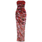 Red Floral Ruched Strapless Maxi Dress