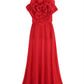 Red Statement Maxi Dress with Giant 3D Floral Accent