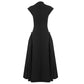 Asymmetric Black Evening Dress with Waist Cutouts and Metal Rings