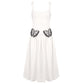 White Midi Dress with Sparkling Butterfly Waist Appliques