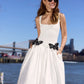 White Midi Dress with Sparkling Butterfly Waist Appliques