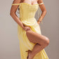 Yellow Corset-Style Midi Dress with Tie Straps