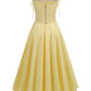 Yellow Corset-Style Midi Dress with Tie Straps