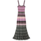 Pink, Purple, and Black Zigzag Knit Maxi Dress