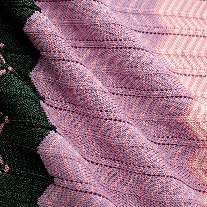 Pink, Purple, and Black Zigzag Knit Maxi Dress