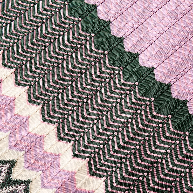 Pink, Purple, and Black Zigzag Knit Maxi Dress