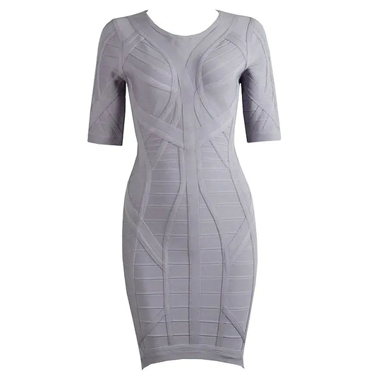 Short Sleeve Gray Midi Dress