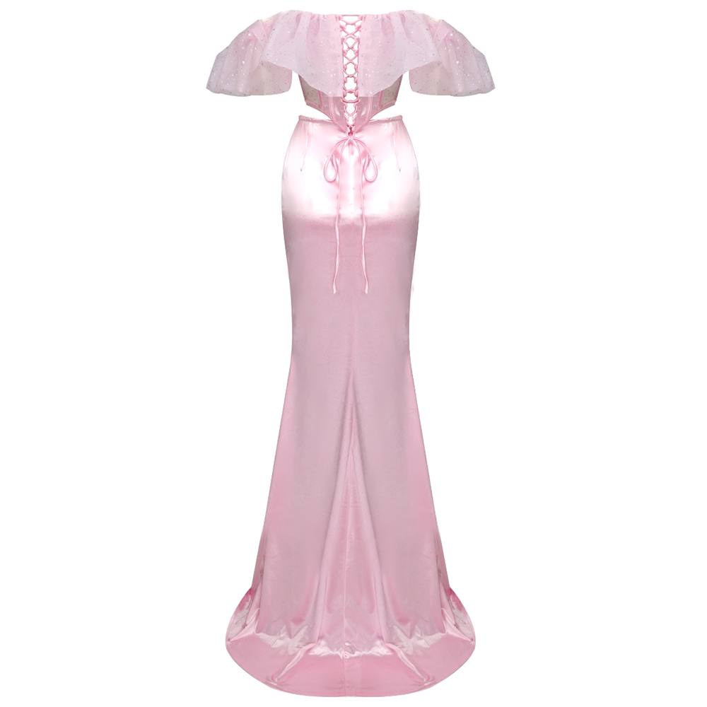 The Lace Satin Maxi Dress In Pink