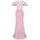 The Lace Satin Maxi Dress In Pink