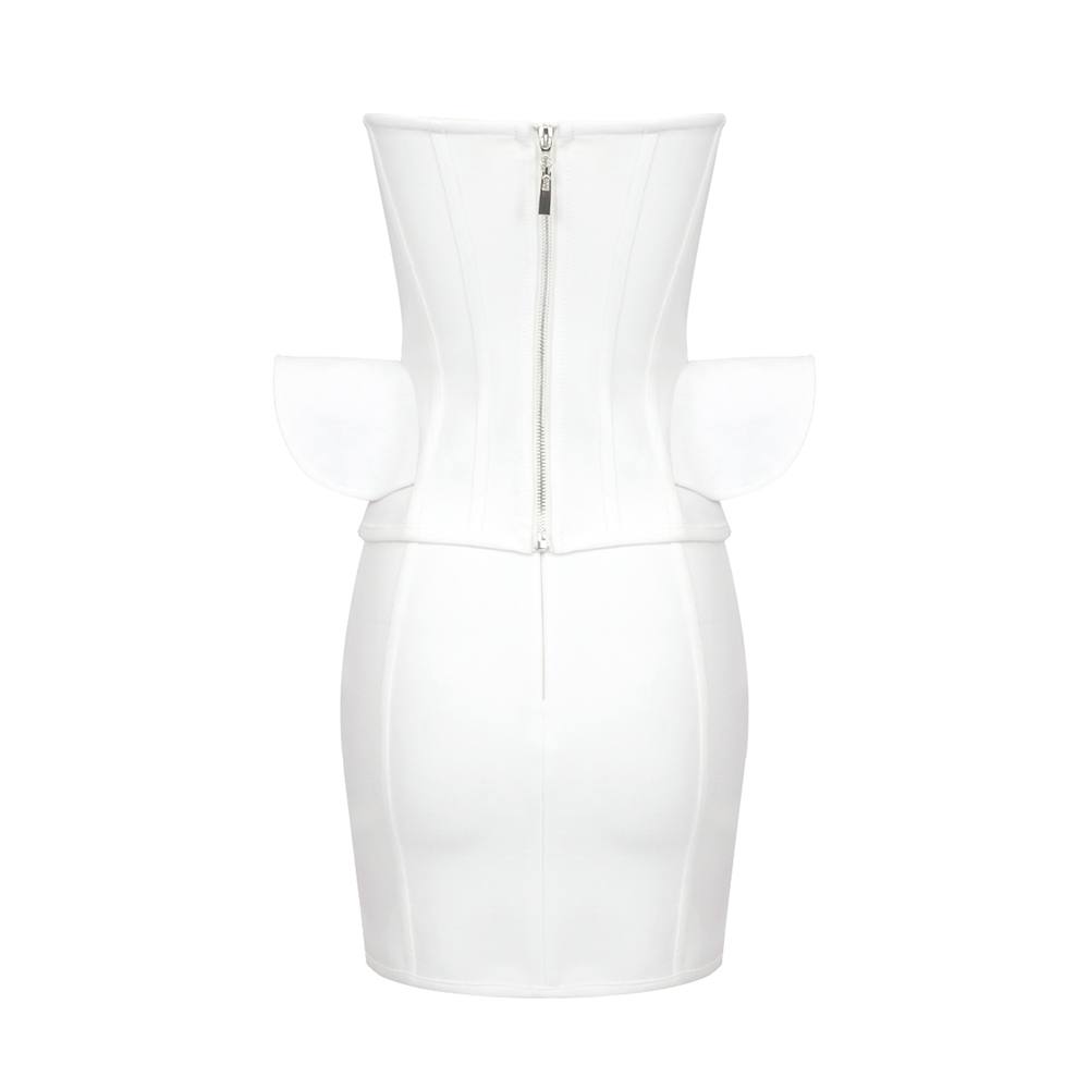The Bandeau Heart Laces Bustier & Skirts Two Piece Set White