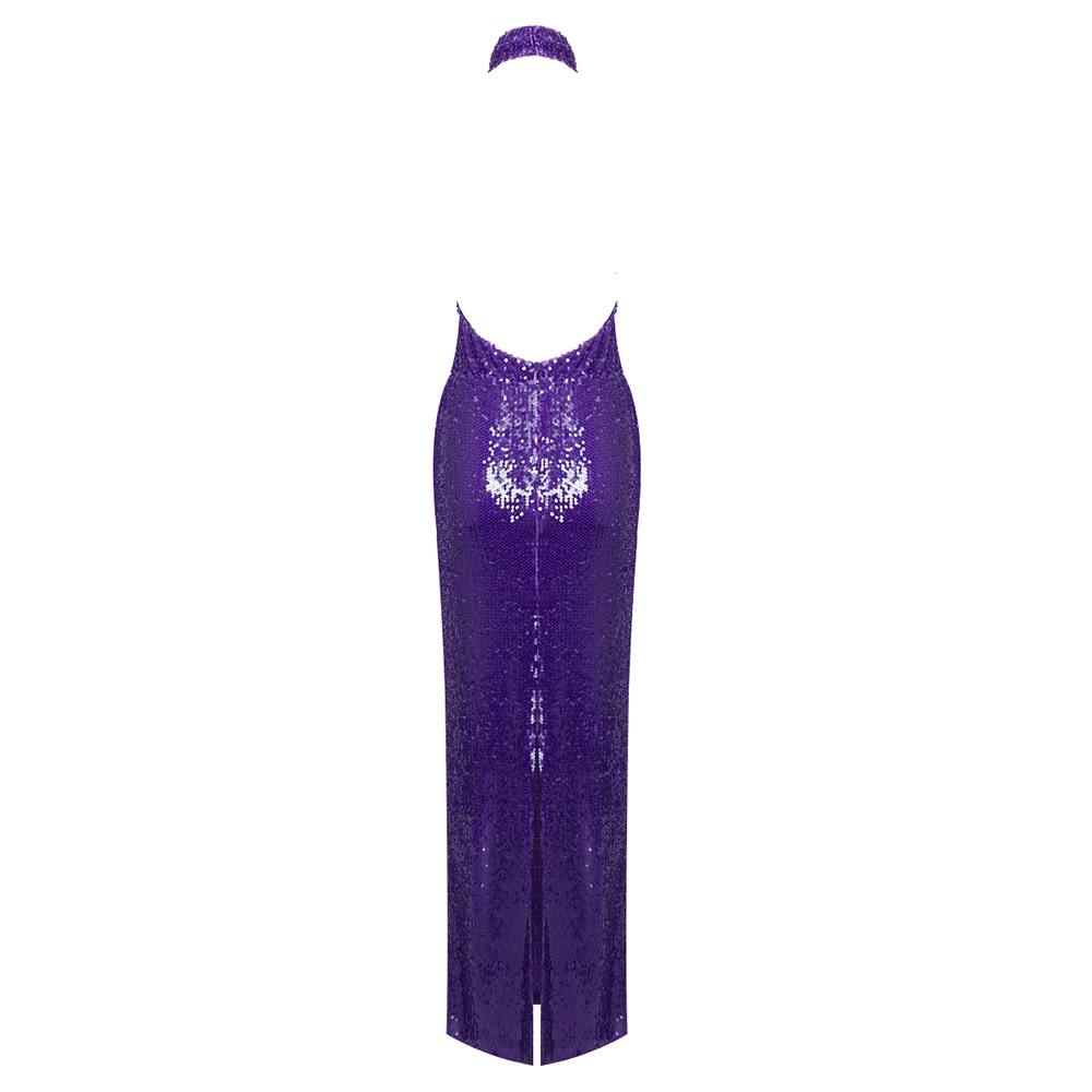 Purple Sequin Formal Dress Prom Vintage Long Gown Wiggle 80s