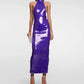 Purple Sequin Formal Dress Prom Vintage Long Gown Wiggle 80s