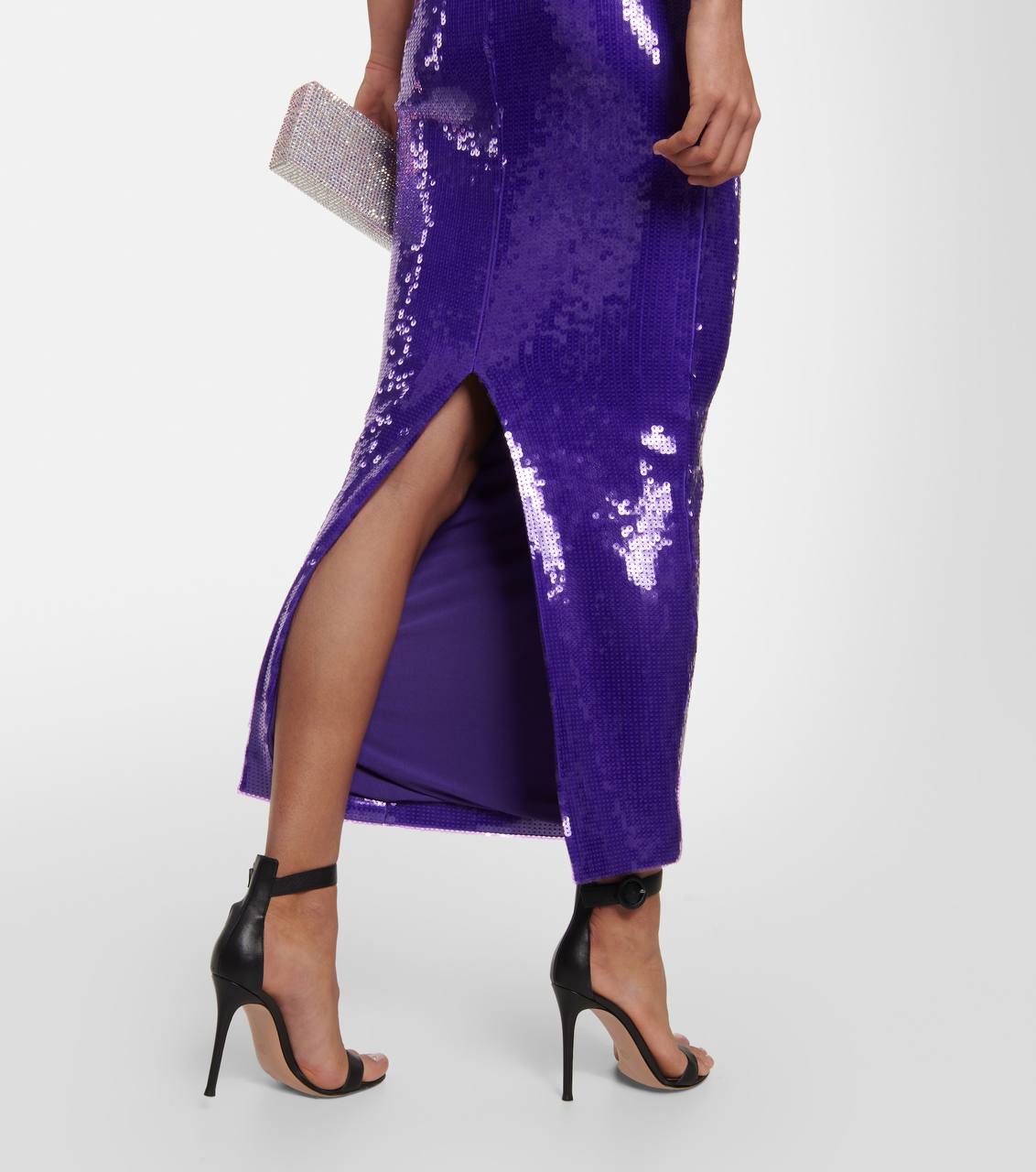 Purple Sequin Formal Dress Prom Vintage Long Gown Wiggle 80s