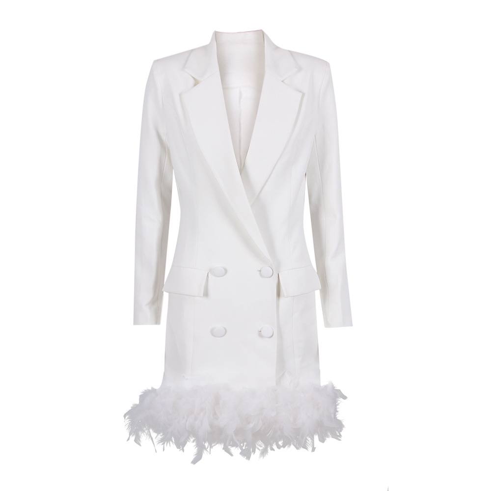 The London White Feather Blazer Mini Dress