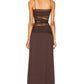 The Contrast Sheer Panel Dress in Brown