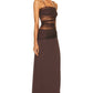 The Contrast Sheer Panel Dress in Brown
