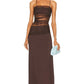 The Contrast Sheer Panel Dress in Brown