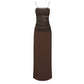 The Contrast Sheer Panel Dress in Brown