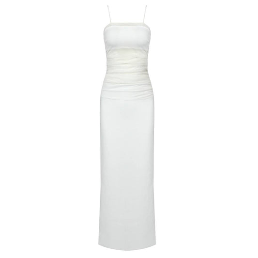 The Contrast Sheer Panel Dress in White