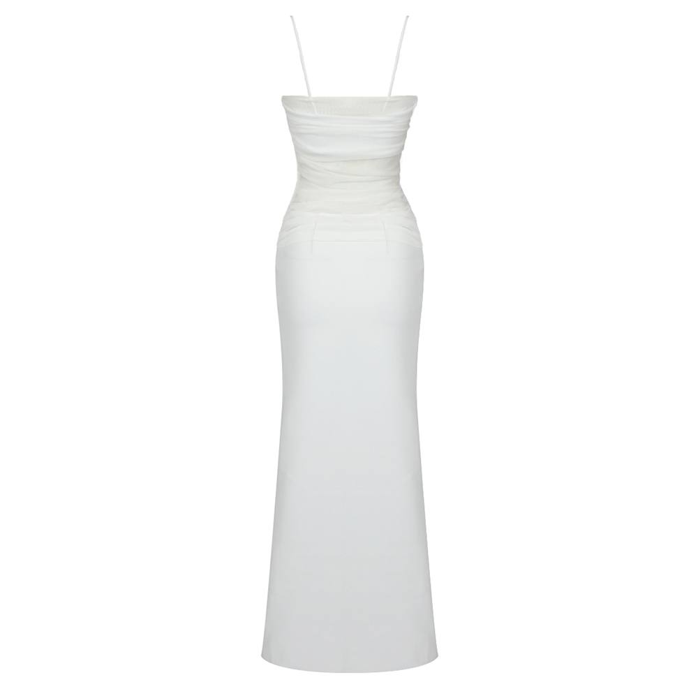 The Contrast Sheer Panel Dress in White