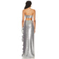 The Silver Beaded High Split Lace Two Piece
