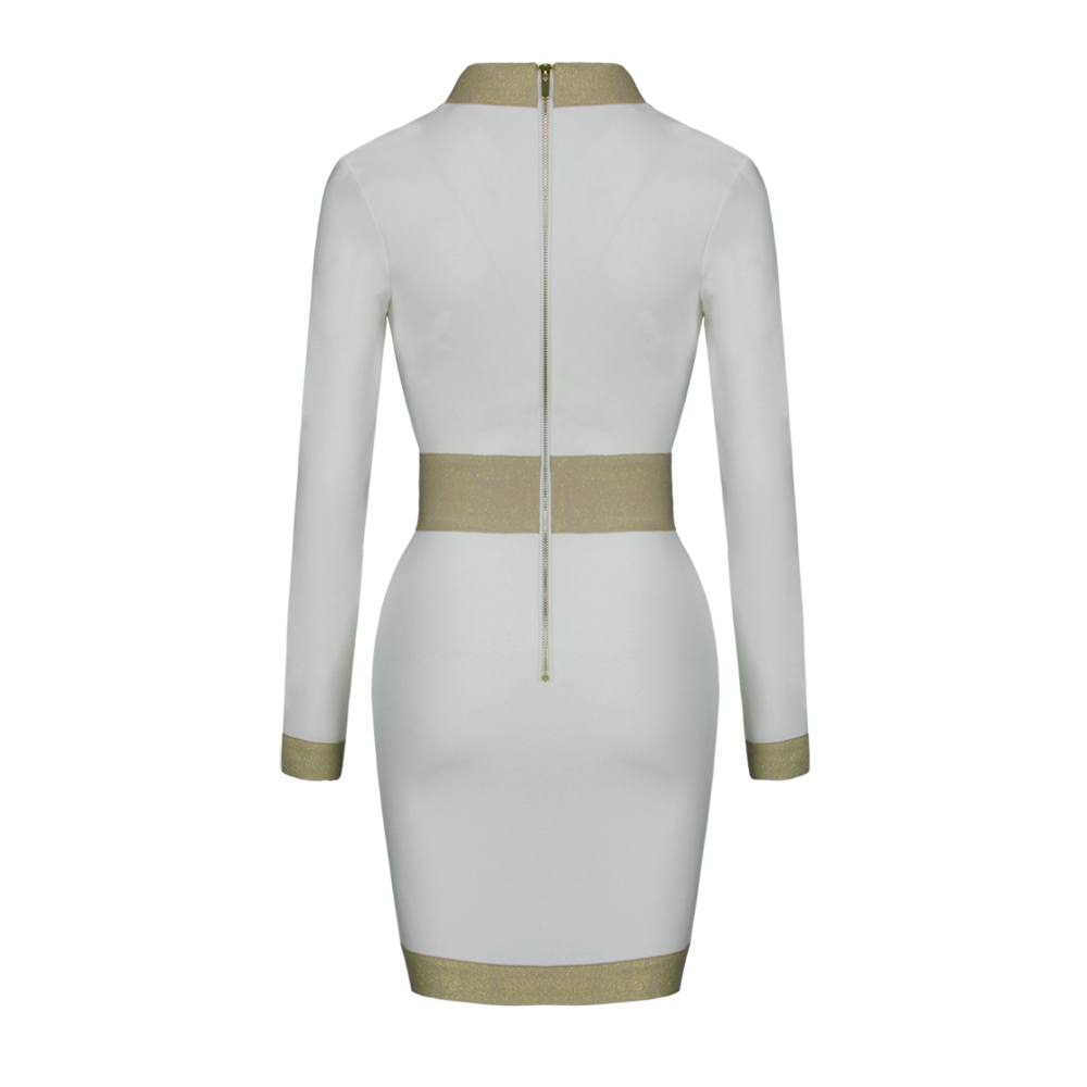 The Button Long Sleeve Bodycon Bandage Dress