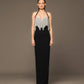 The Black Halter Bandage Corseted Dress With Crystal Chainmail