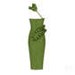 Autumn Elegant Bandage Green Dress